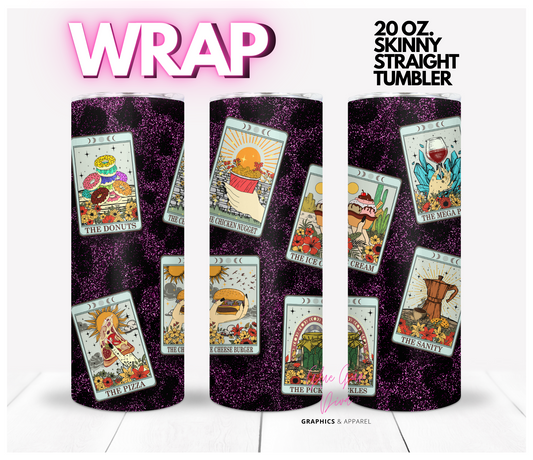 Food Tarot-  Digital tumbler wrap for 20 oz skinny straight tumbler