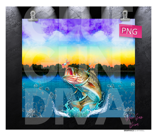 Bass Fishing-   Digital tumbler wrap for 20 oz skinny straight tumbler