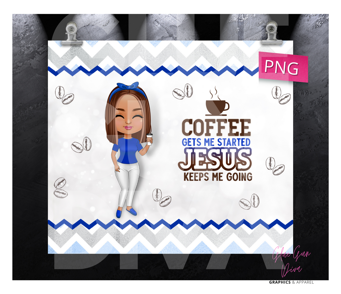 Coffee gets me started Jesus keeps me going - Digital tumbler wrap for 20 oz skinny straight tumbler