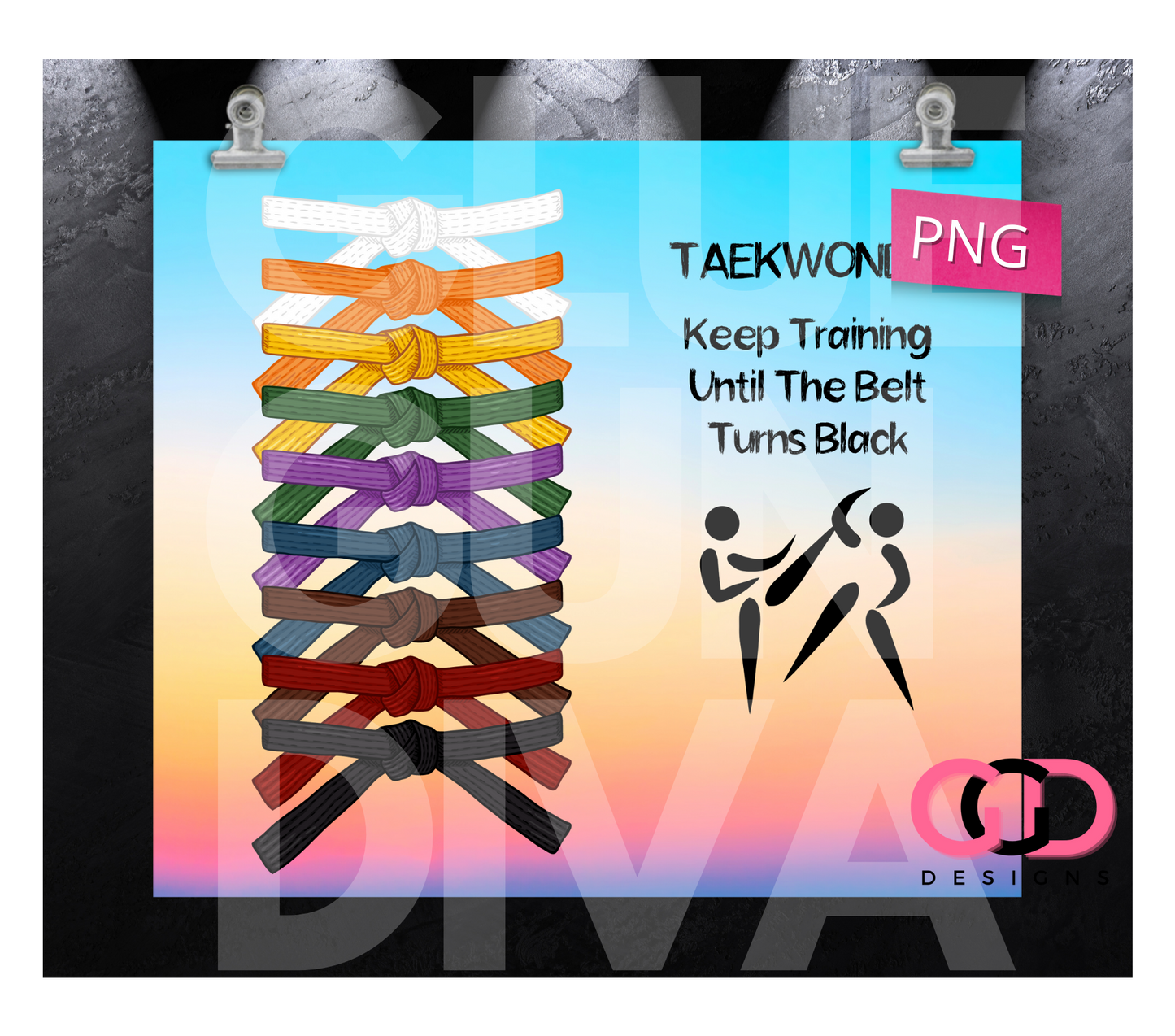 Taekwondo Keep Training -   Digital tumbler wrap for 20 oz skinny straight tumbler