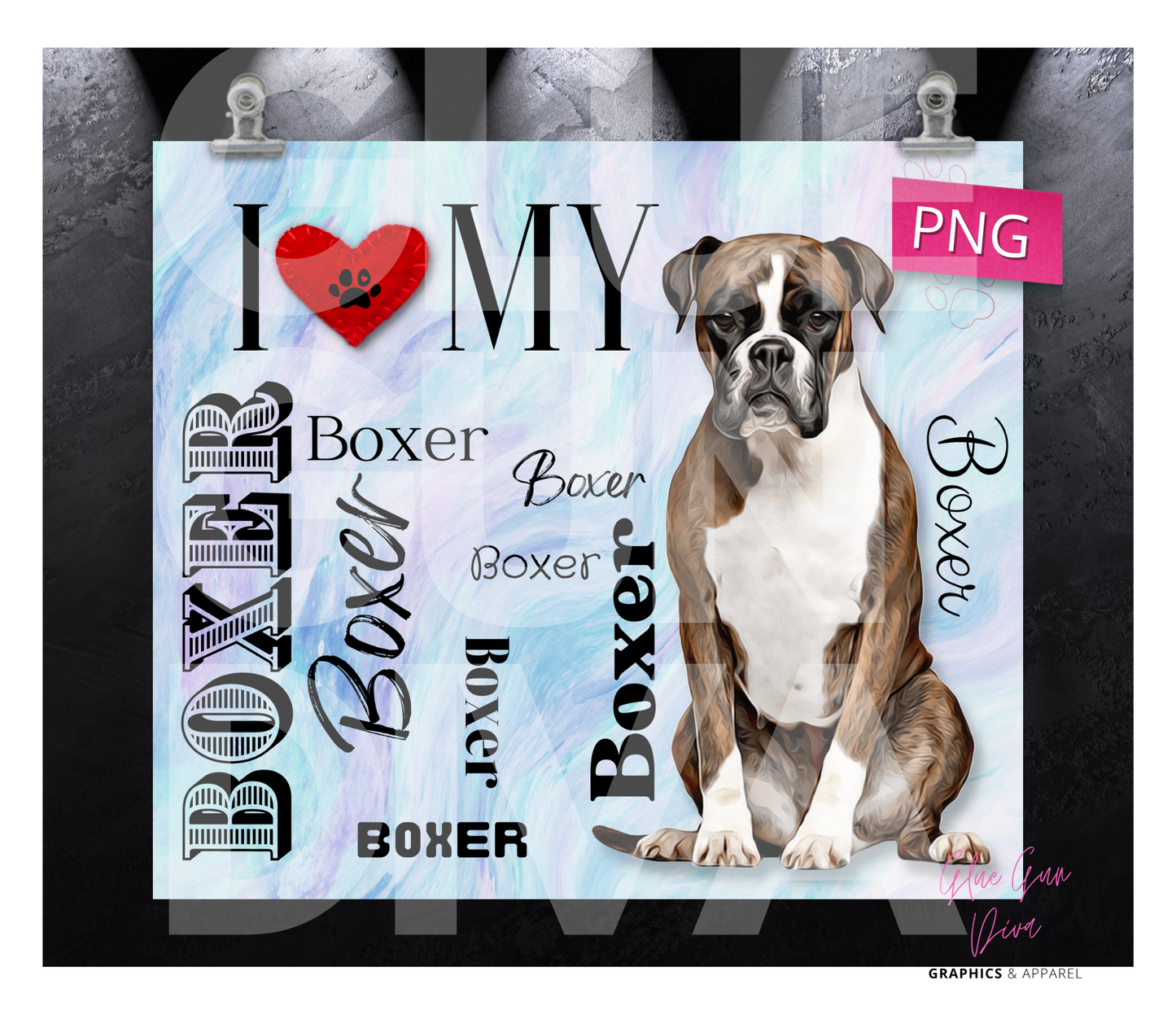 I love my Boxer-  Digital tumbler wrap for 20 oz skinny straight tumbler