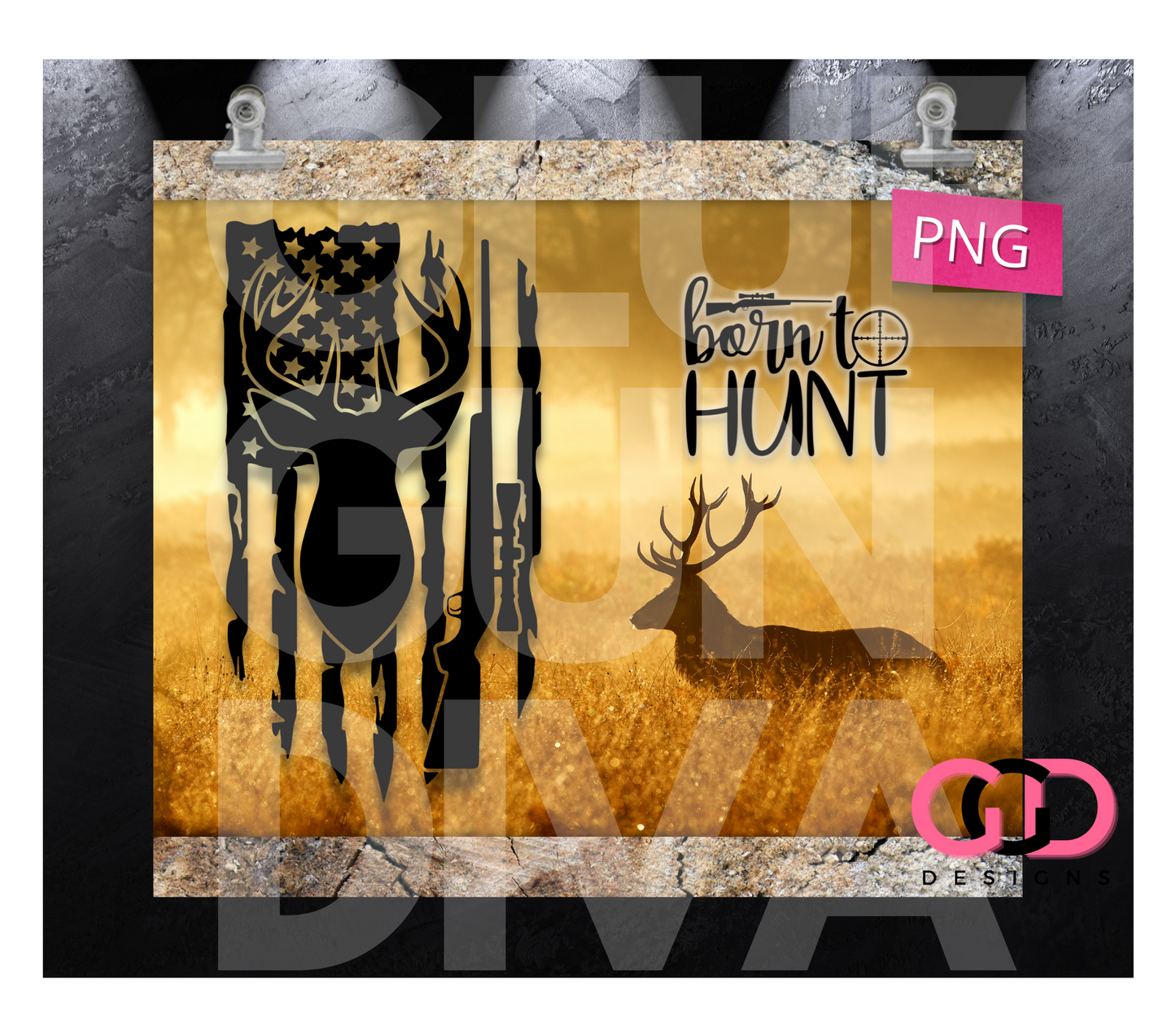 Born To Hunt-   Digital tumbler wrap for 20 oz skinny straight tumbler