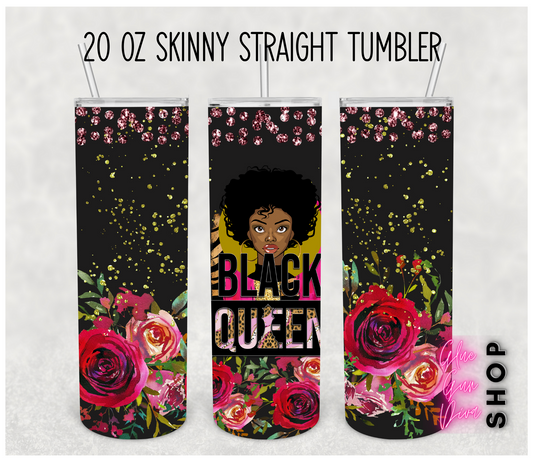BLACK QUEEN, Woman with Afro, Black History Month sublimation  Insulated Tumbler