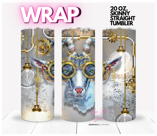 Steampunk Goat - Digital tumbler wrap for 20 oz skinny straight tumbler