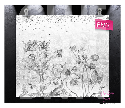 Monochromatic Flowers -  Digital tumbler wrap for 20 oz skinny straight tumbler