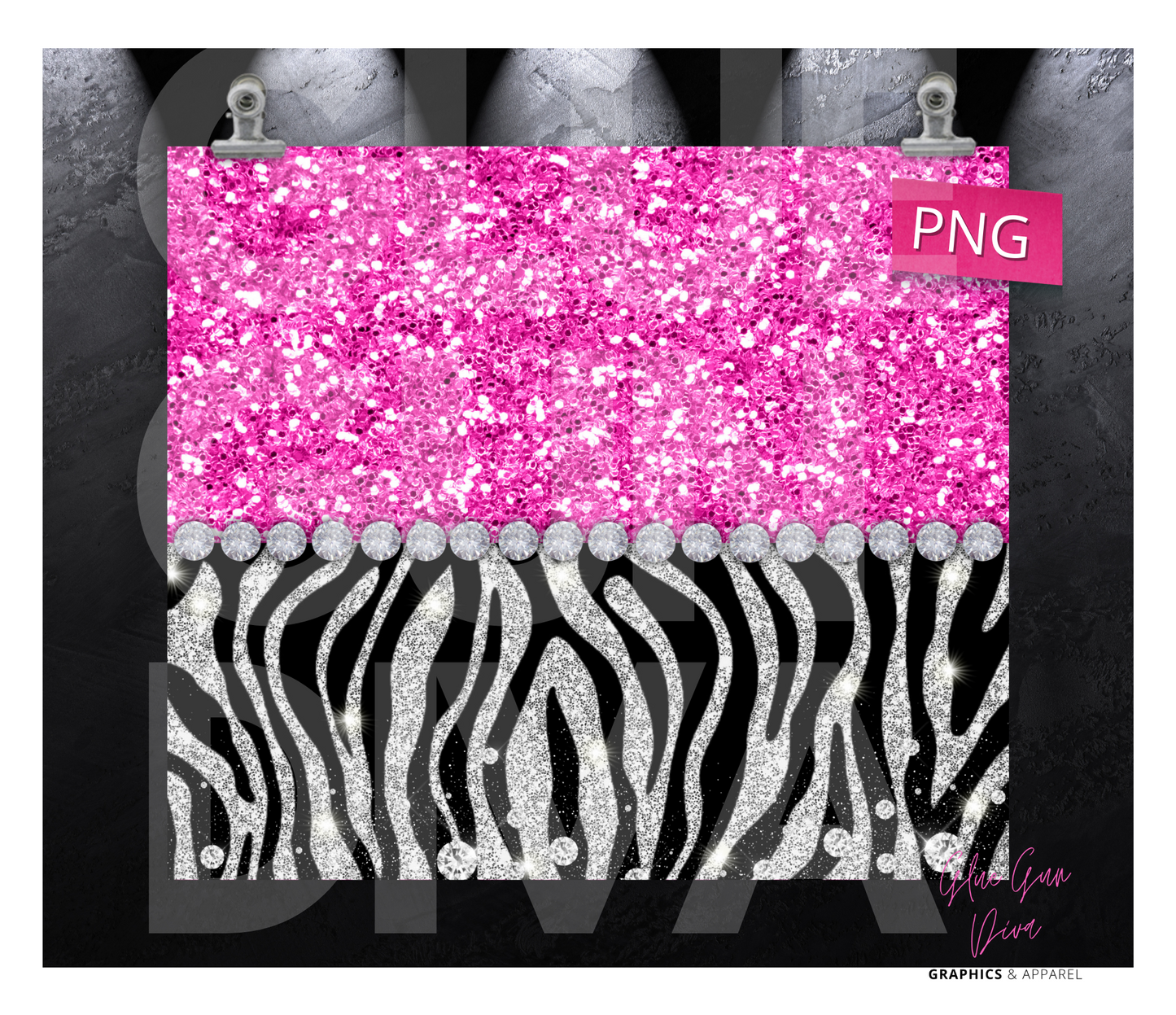 Pink Zebra - Digital tumbler wrap for 20 oz skinny straight tumbler