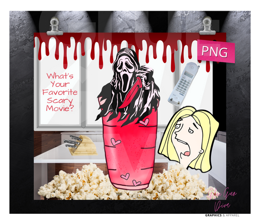 Favorite Scary Movie -Digital tumbler wrap for 20 oz skinny straight tumbler