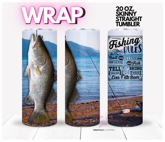 Fishing Rules - Digital tumbler wrap for 20 oz skinny straight tumbler