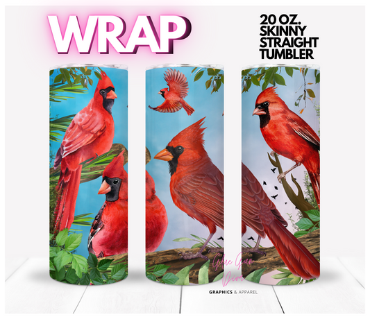Cardinals - Digital tumbler wrap for 20 oz skinny straight tumbler