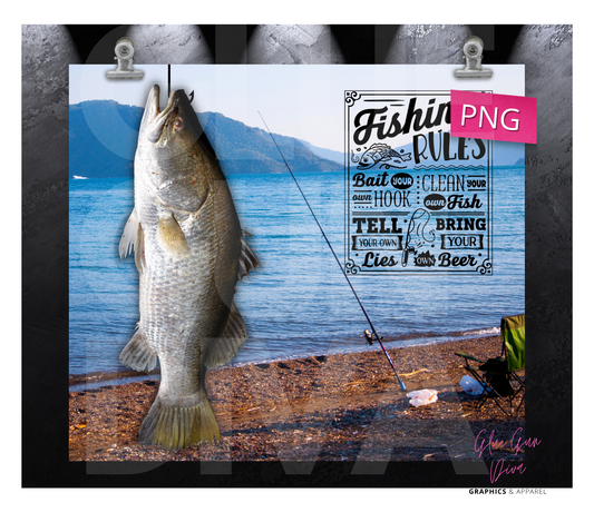 Fishing Rules - Digital tumbler wrap for 20 oz skinny straight tumbler