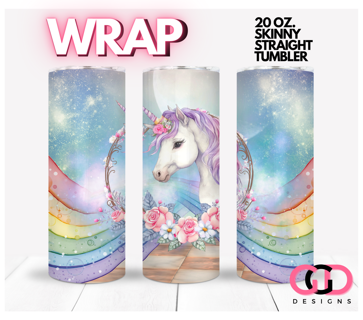 Unicorn Dreams-   Digital tumbler wrap for 20 oz skinny straight tumbler