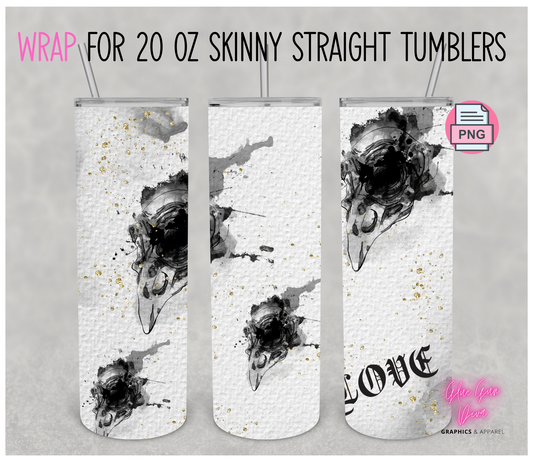 Goth Love Bird- Digital tumbler wrap for 20 oz skinny straight tumbler