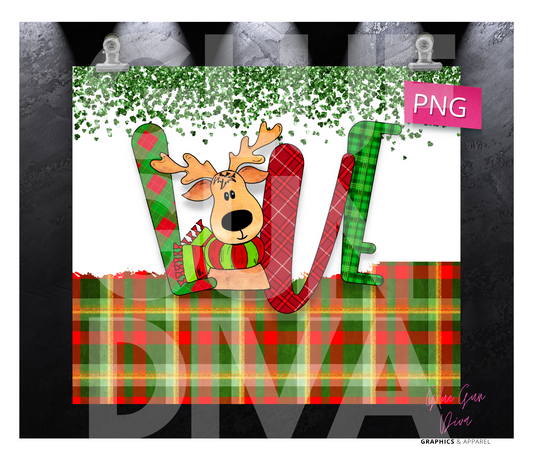 Christmas Love Plaid - Digital tumbler wrap for 20 oz skinny straight tumbler