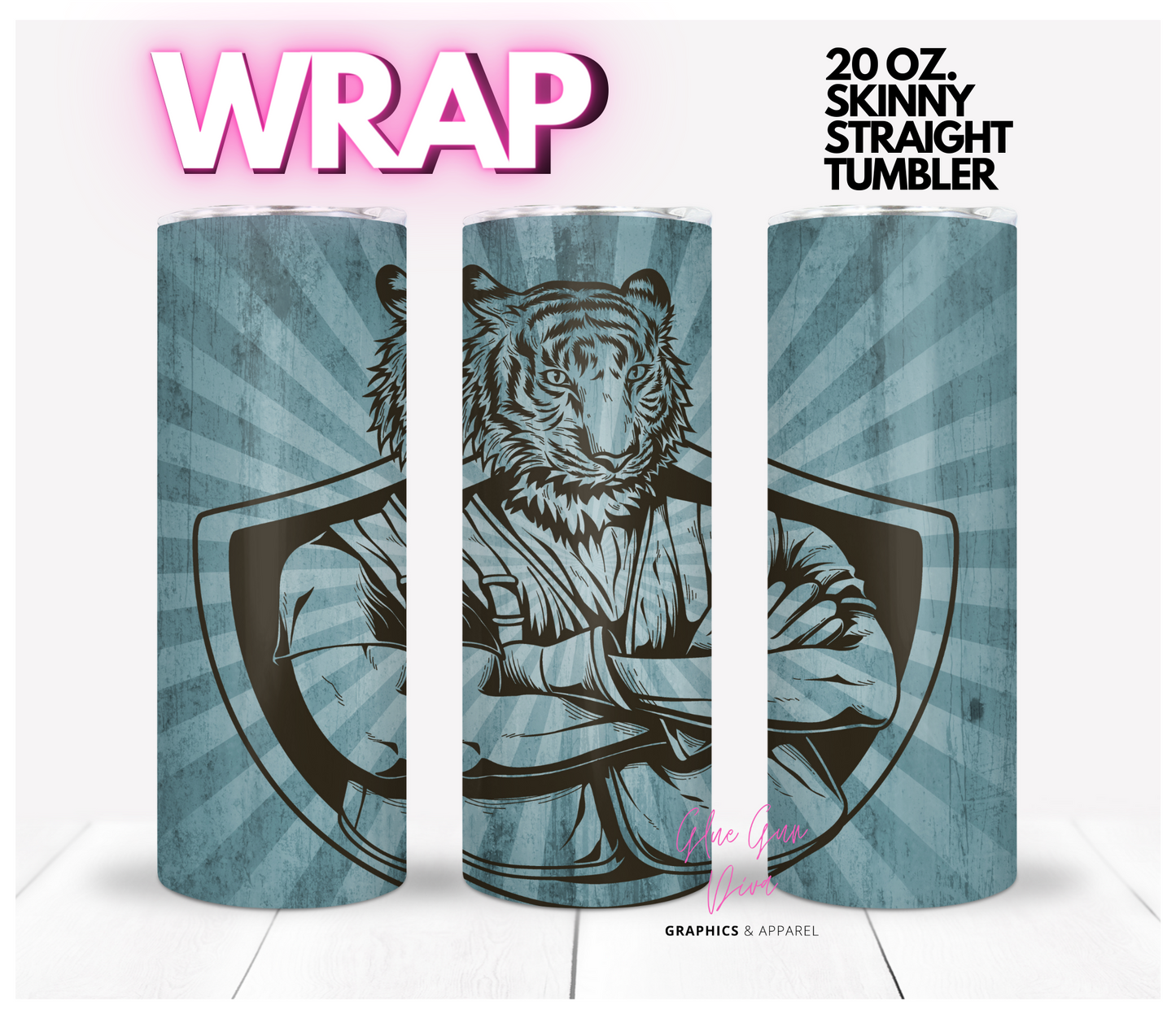 Tiger Man- Digital tumbler wrap for 20 oz skinny straight tumbler