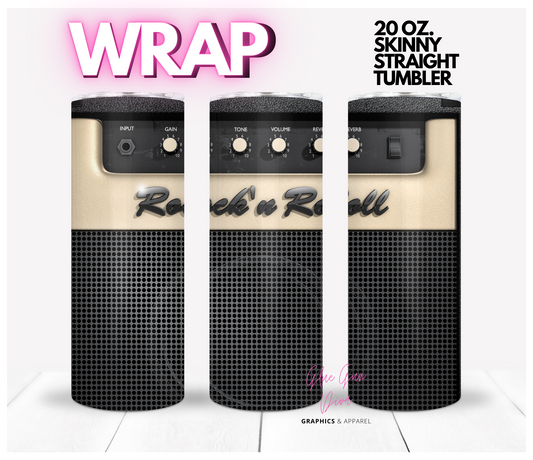 Rock n Roll amp- Digital tumbler wrap for 20 oz skinny straight tumbler