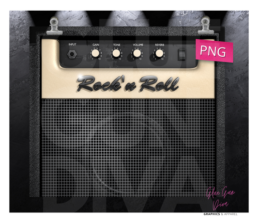 Rock n Roll amp- Digital tumbler wrap for 20 oz skinny straight tumbler