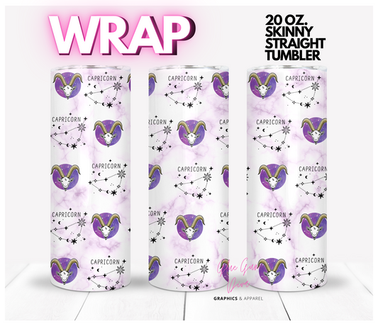 Capricorn Background- Digital tumbler wrap for 20 oz skinny straight tumbler