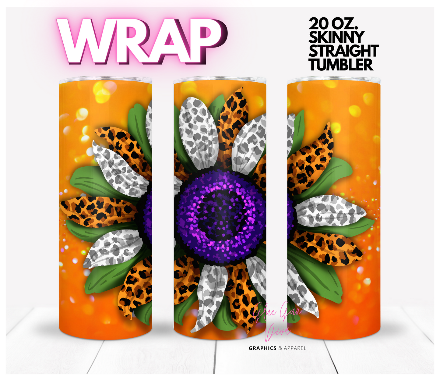 Halloween Sunflower Bright-  Digital tumbler wrap for 20 oz skinny straight tumbler