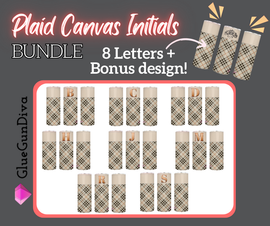 Plaid Canvas with Initials Common Letters BUNDLE - 9 images