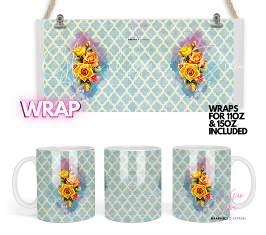 Yellow Roses - Digital mug wrap for 11 and 15 oz