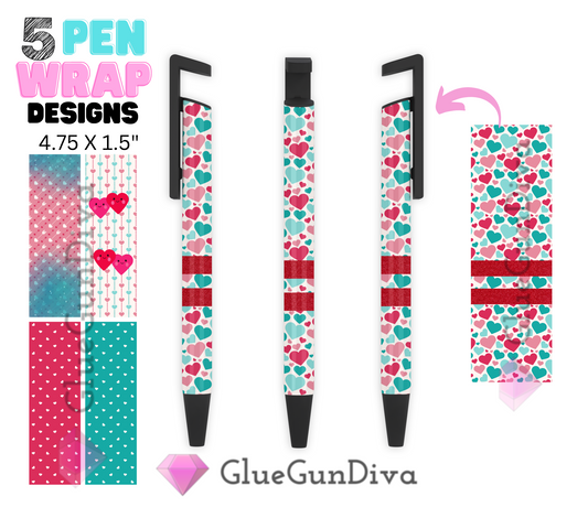 Valentine Hearts Pens - Digital Pen wraps