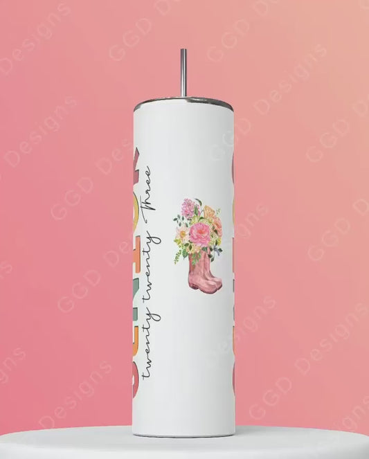 Senior Class of 2023 Country Flowers -   Digital tumbler wrap for 20 oz skinny straight tumbler