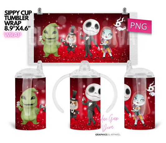 Nightmare before Christmas Inspired - Digital Sippy Cup Wrap for kid's cups
